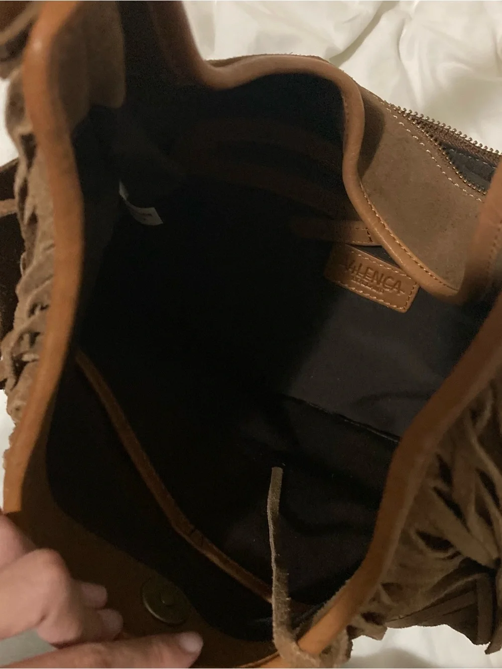 Genuine leather fringe tassel bag